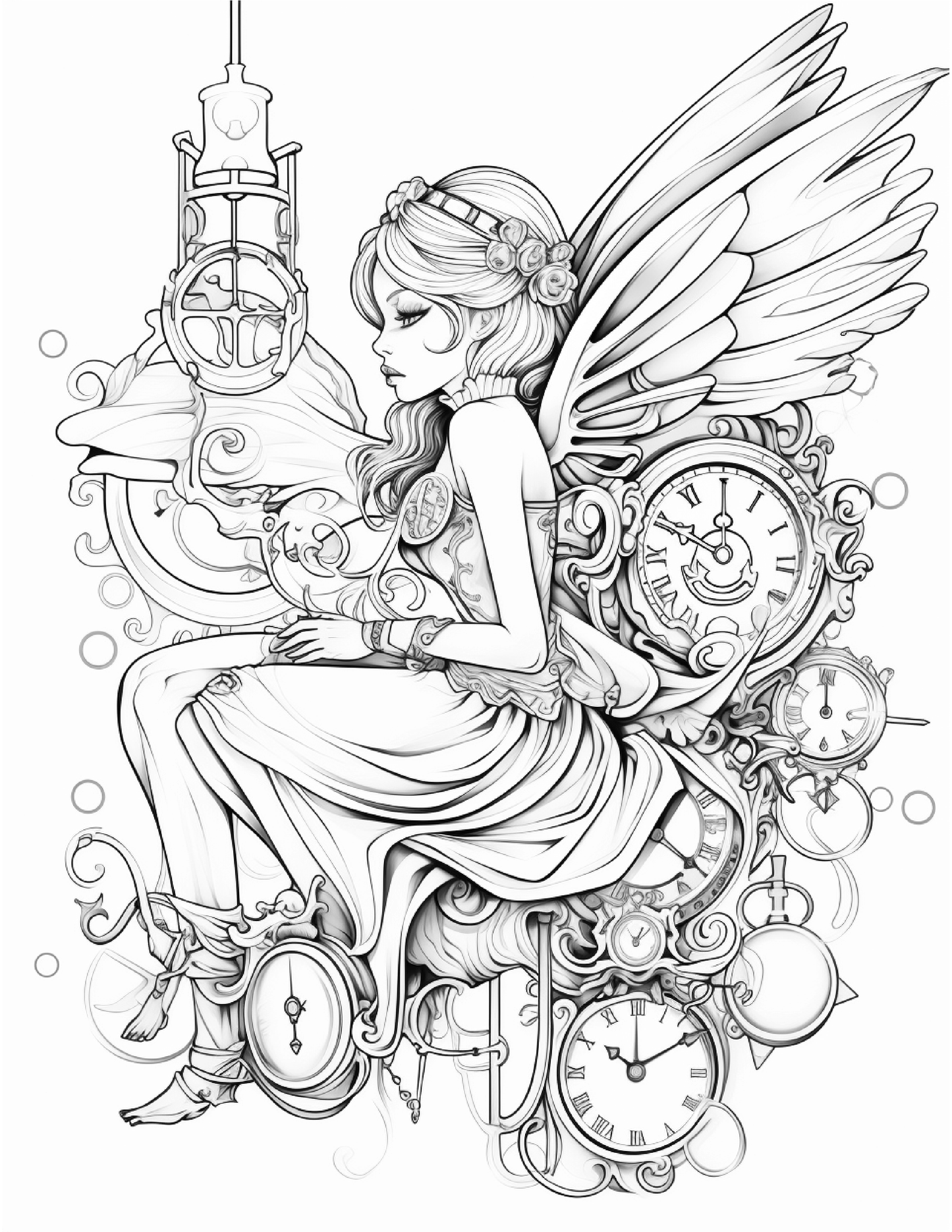 100 Steampunk Fairies Coloring Pages 2