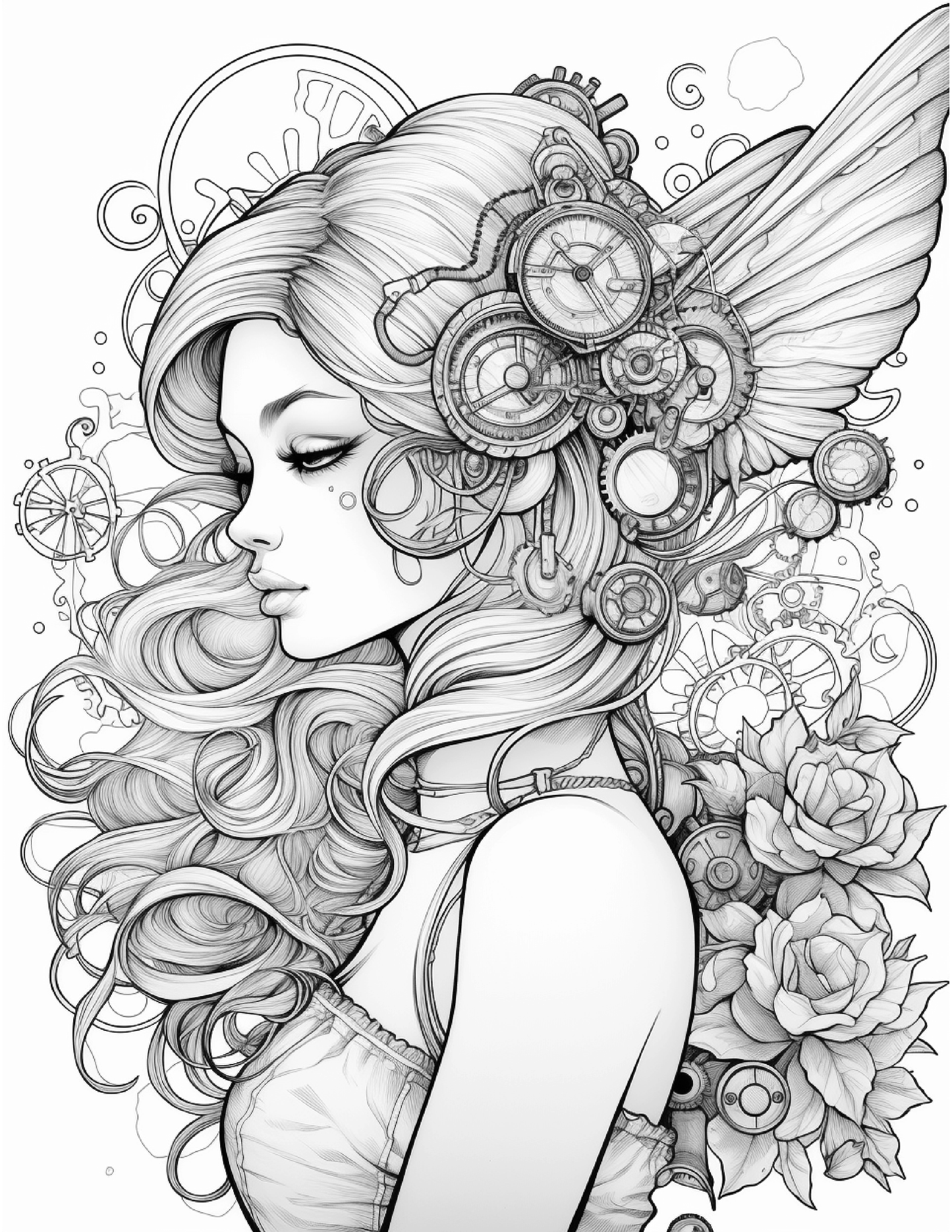 100 Steampunk Fairies Coloring Pages 2