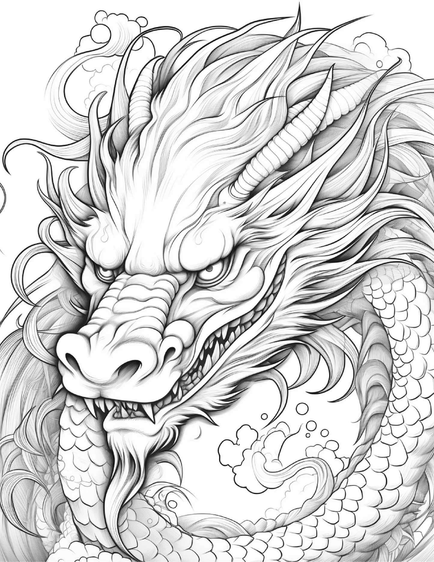 Chinese Dragon Coloring Pages For Adults 1