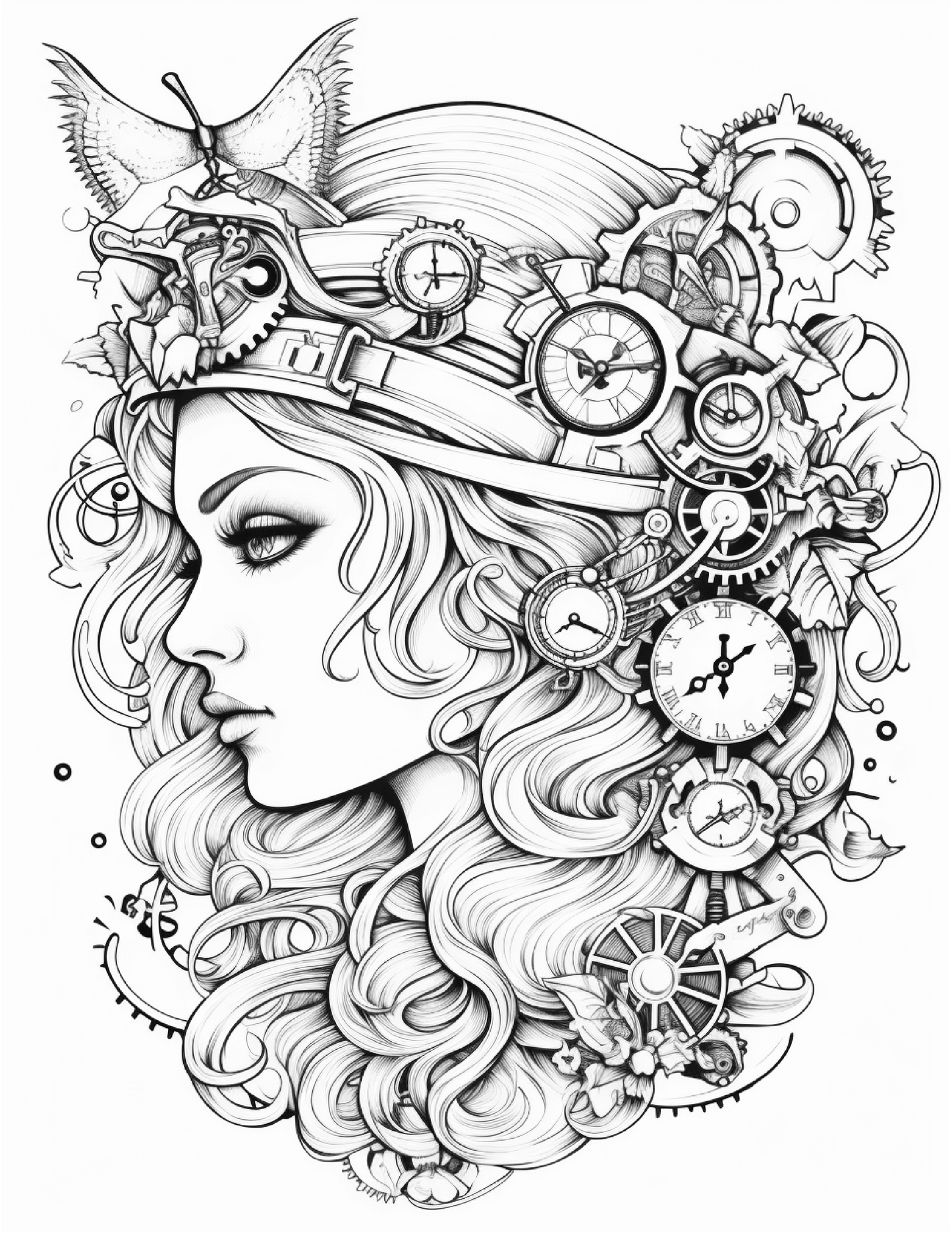 100 Steampunk Fairies Coloring Pages 2