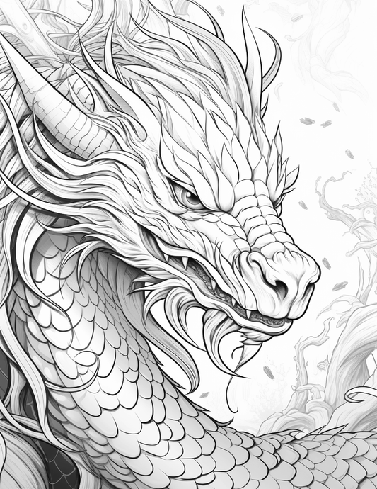chinese dragon coloring pages for Adults 2