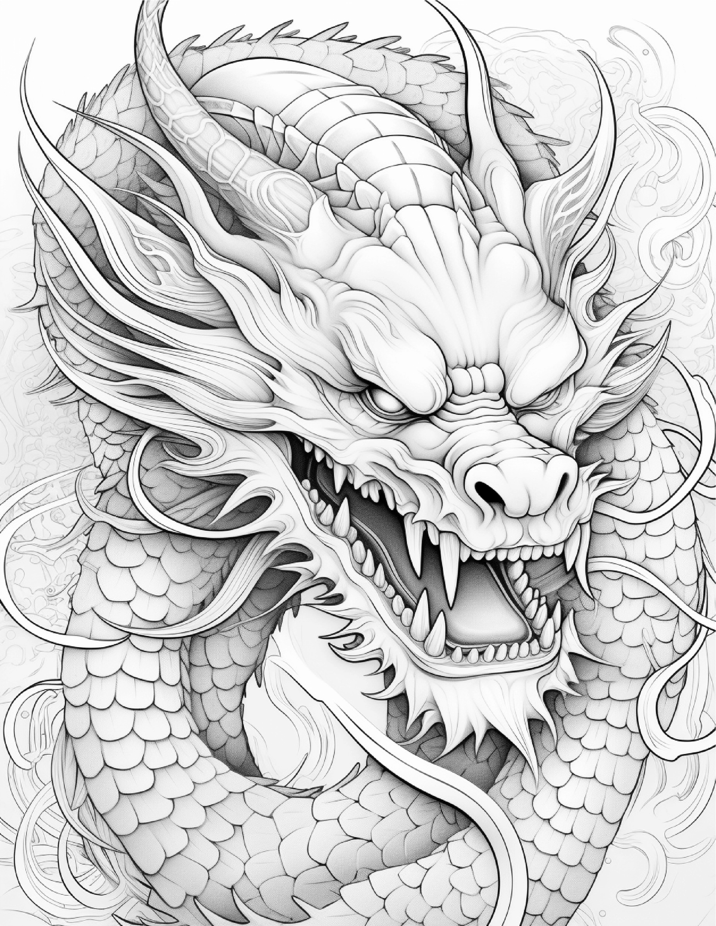chinese dragon coloring pages for Adults 2
