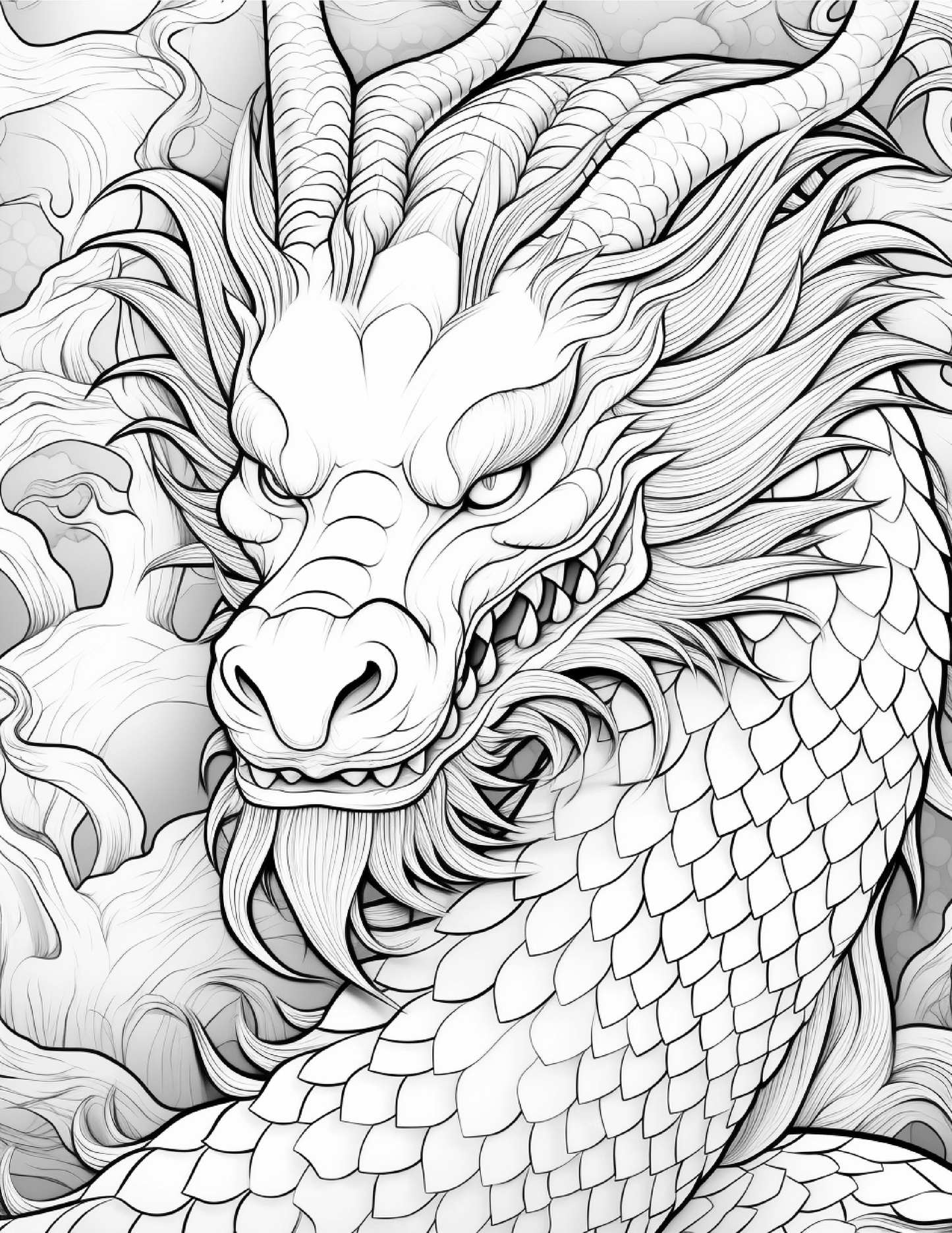 chinese dragon coloring pages for Adults 2
