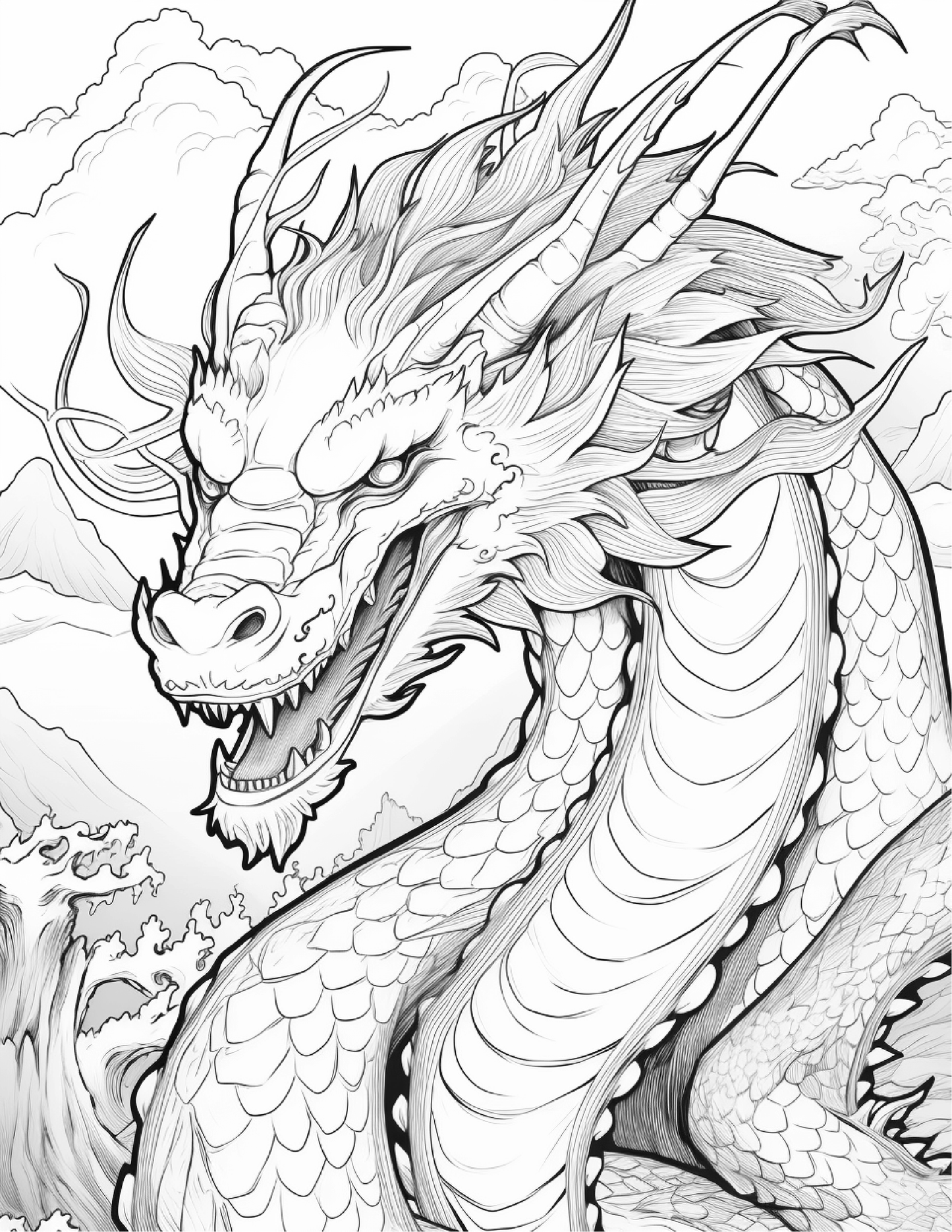 chinese dragon coloring pages for Adults 2