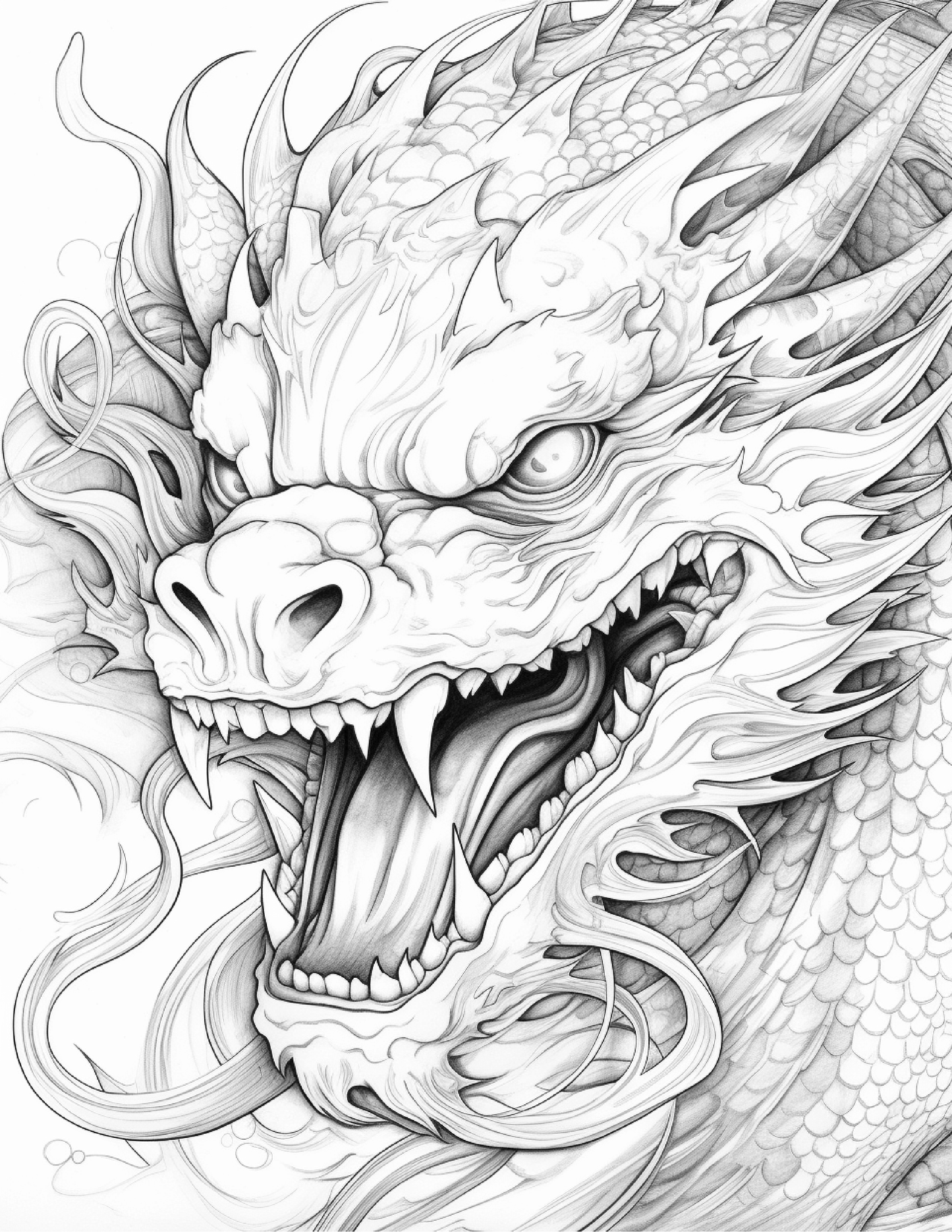 chinese dragon coloring pages for Adults 2