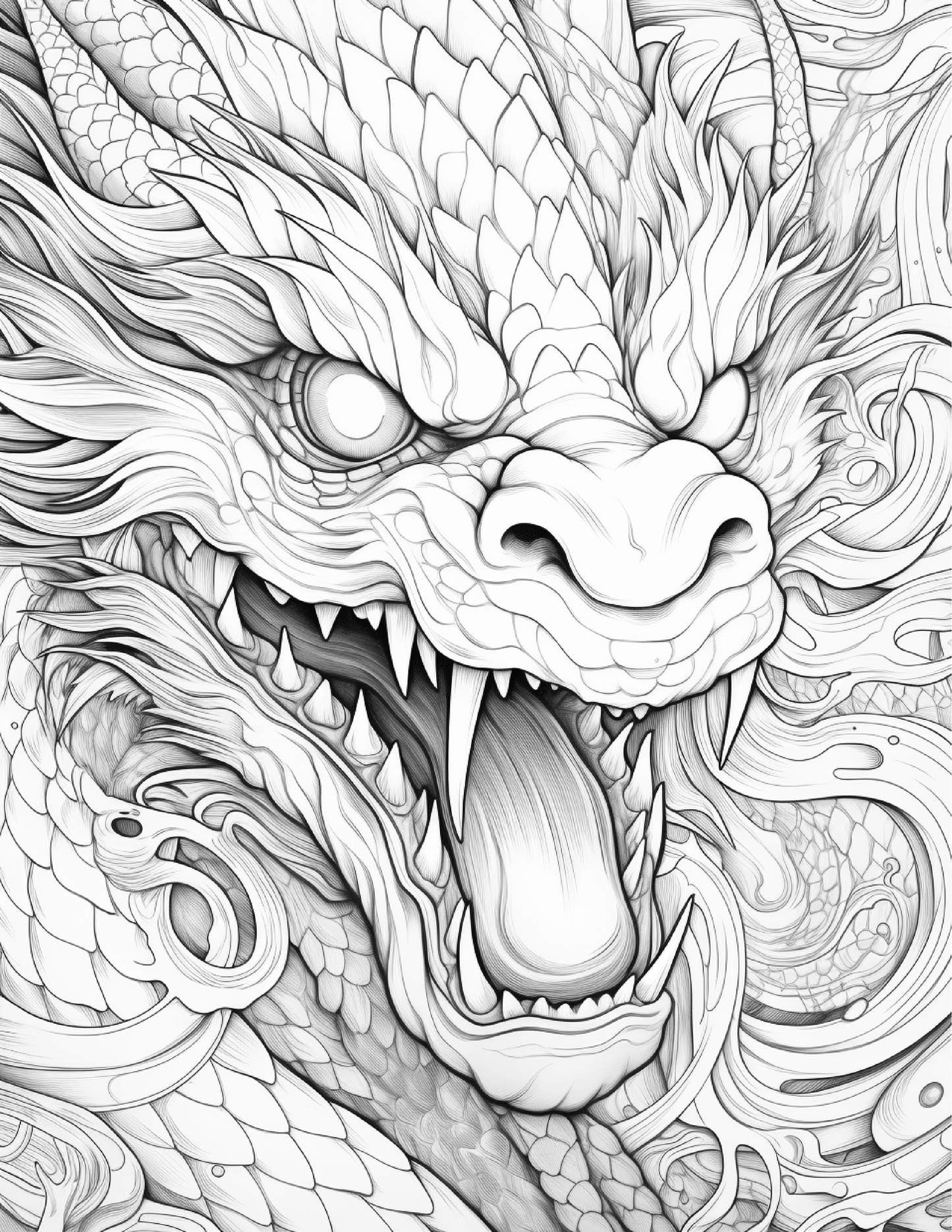 chinese dragon coloring pages for Adults 2