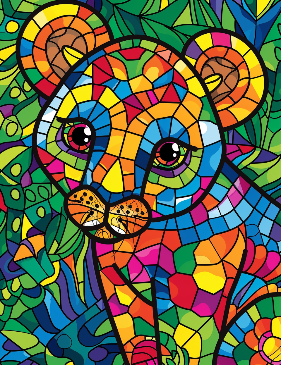 100 Animals Stained Glass Coloring Pages 2