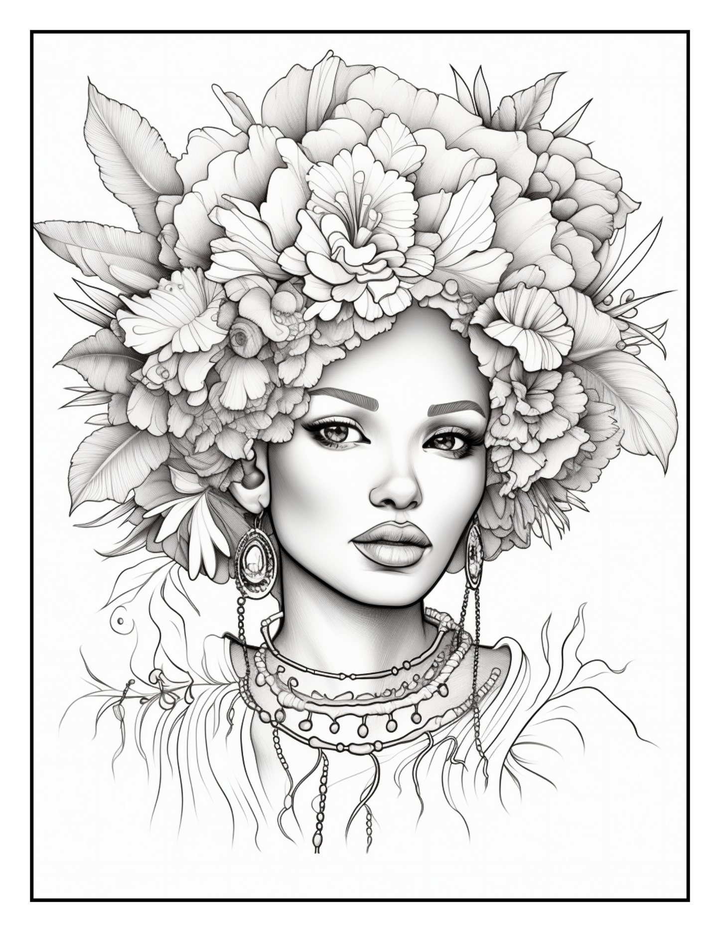 African-Black-Woman-Coloring Book 163 Pages