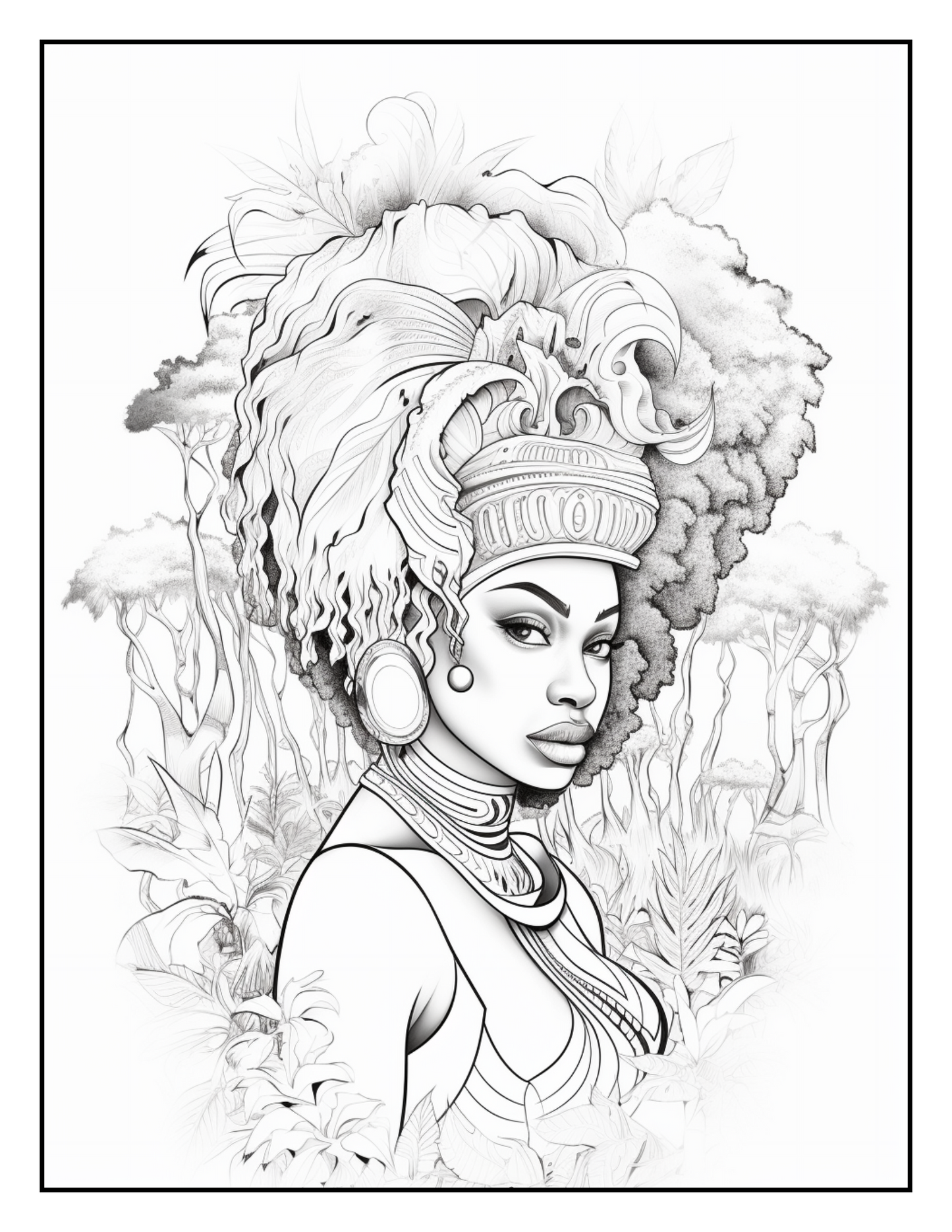 African-Black-Woman-Coloring Book 163 Pages
