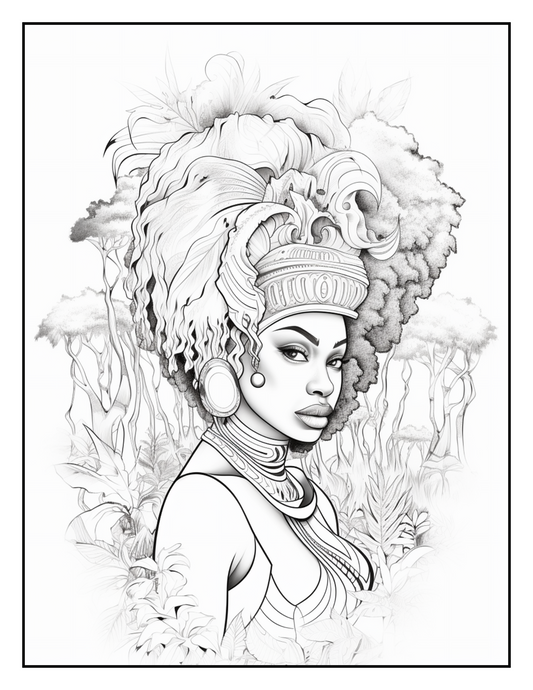 African-Black-Woman-Coloring Book 163 Pages