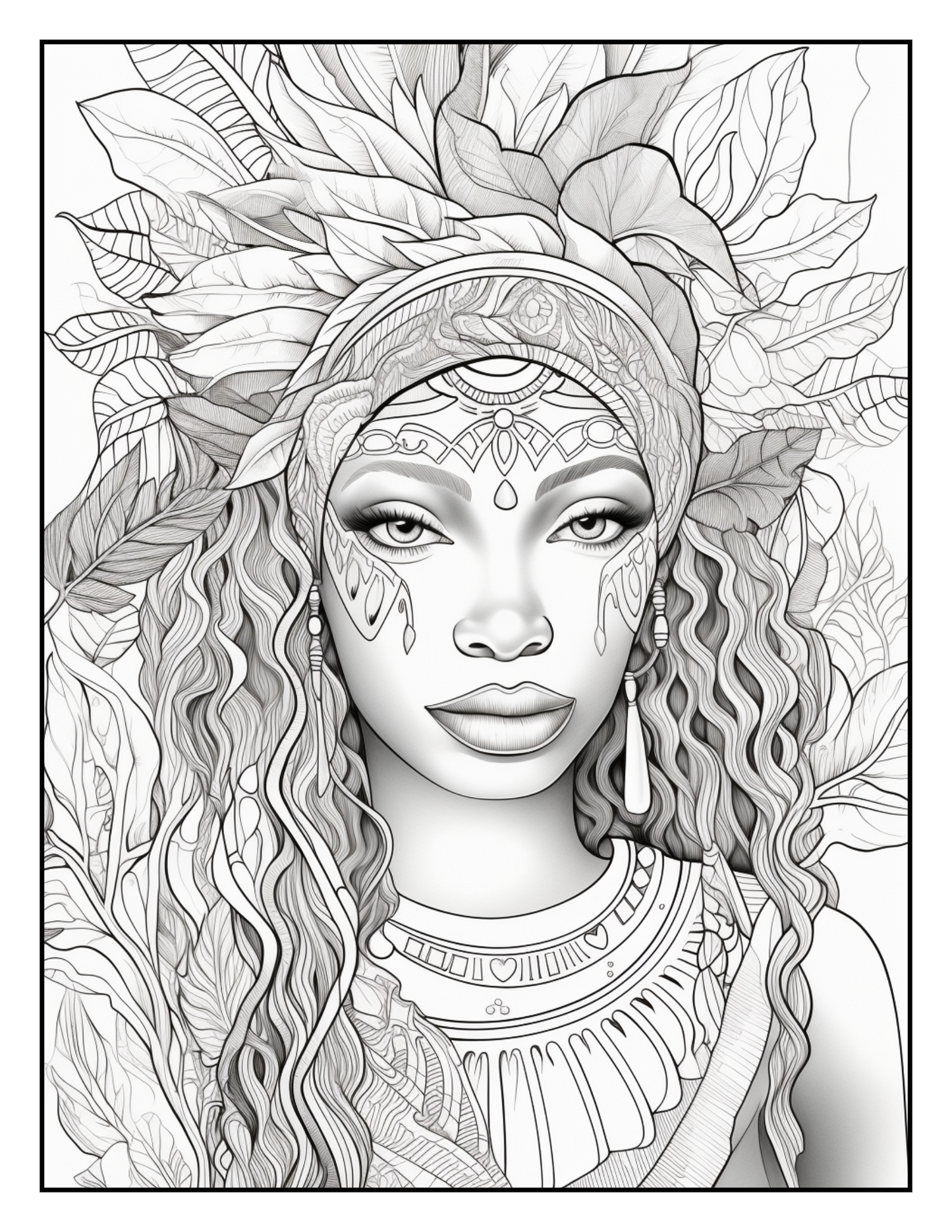 African-Black-Woman-Coloring Book 163 Pages