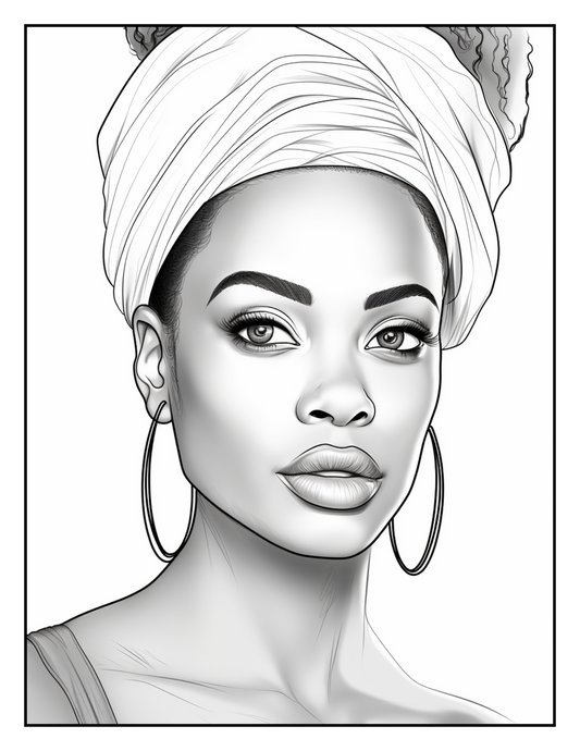 African Black Woman Coloring Book 62 Pages
