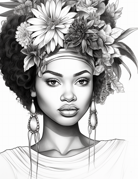 African Black Woman Coloring Pages for Adults 0
