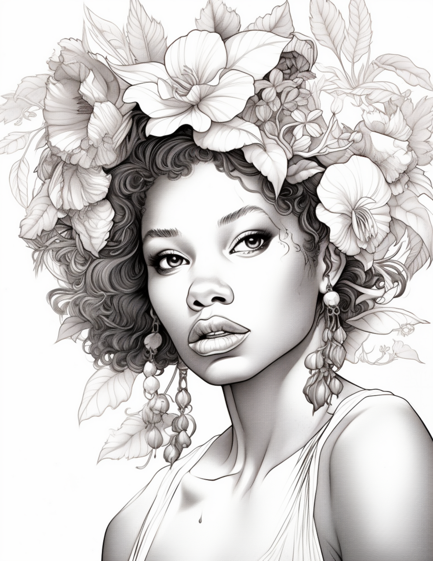 African Black Woman Coloring Pages for Adults 0