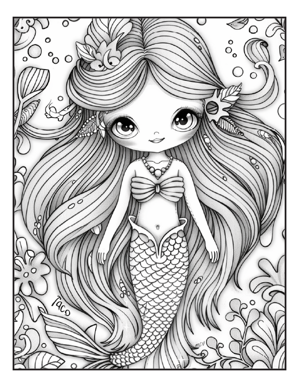 200 Mermaid Chibi Girls Coloring Pages for Adults