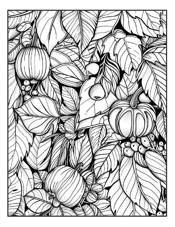 200 Autumn Botanical Coloring Pages for Adults