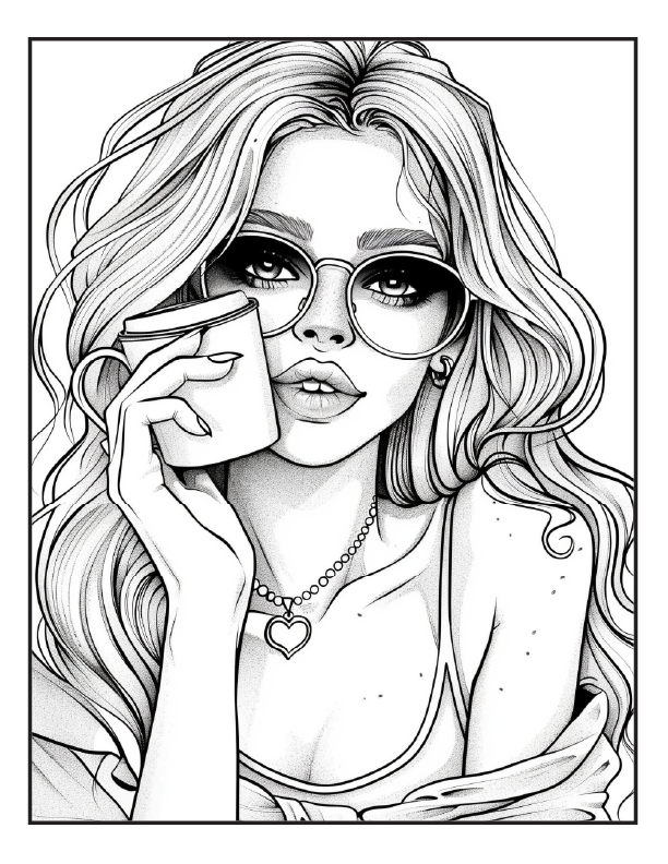 200 Coffee Girls Coloring Pages for Adults