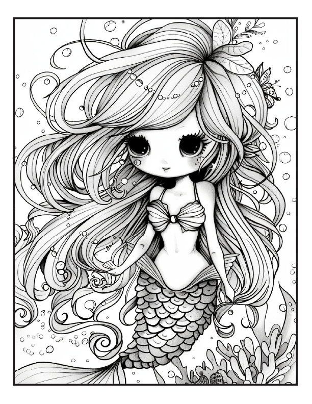 200 Mermaid Chibi Girls Coloring Pages for Adults