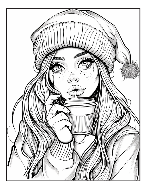 200 Coffee Girls Coloring Pages for Adults
