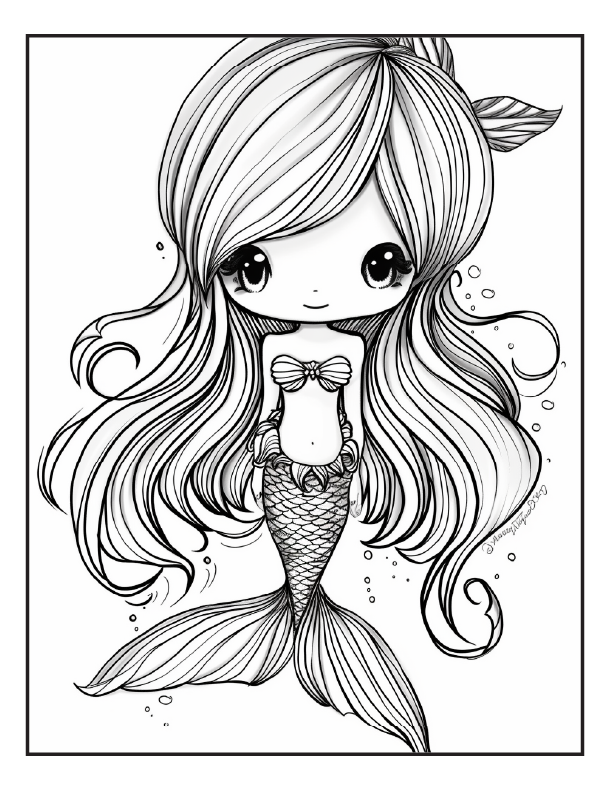 200 Mermaid Chibi Girls Coloring Pages for Adults