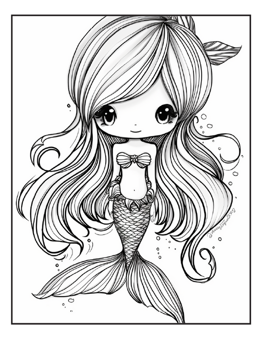 200 Mermaid Chibi Girls Coloring Pages for Adults