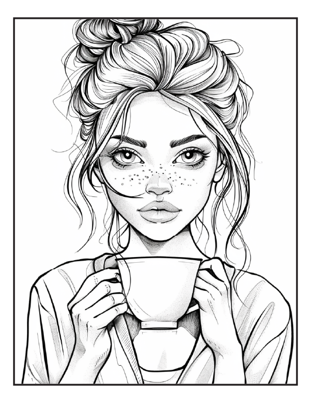 200 Coffee Girls Coloring Pages for Adults