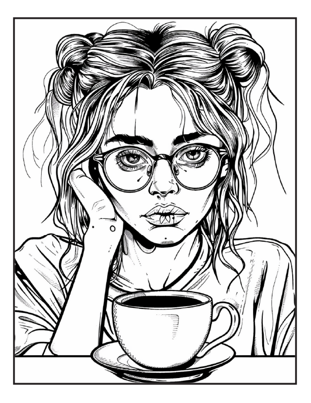 200 Coffee Girls Coloring Pages for Adults
