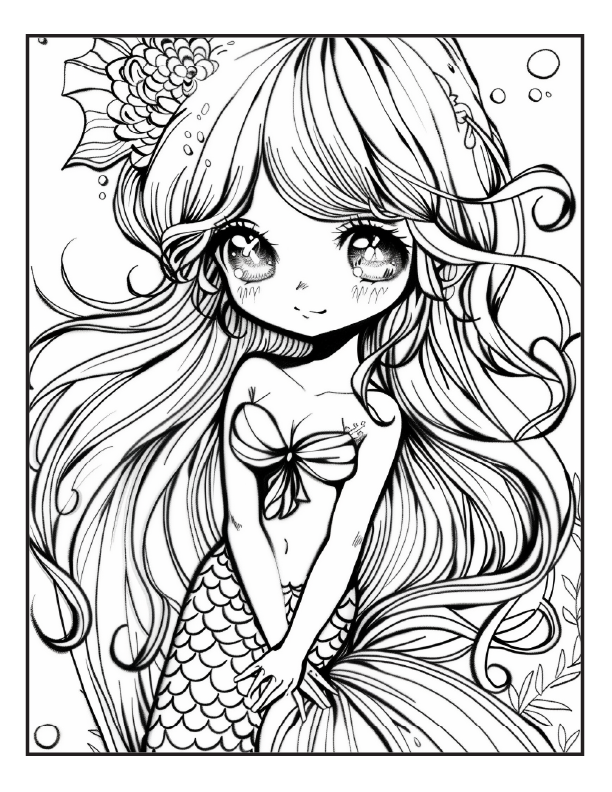 200 Mermaid Chibi Girls Coloring Pages for Adults