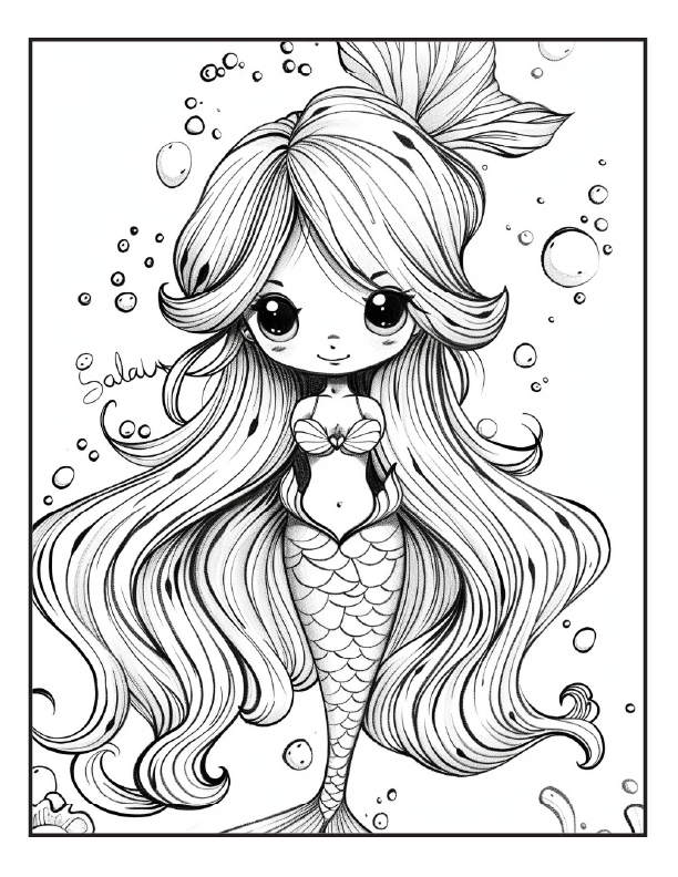 200 Mermaid Chibi Girls Coloring Pages for Adults