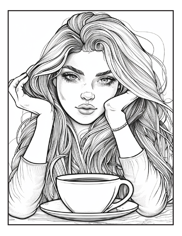 200 Coffee Girls Coloring Pages for Adults