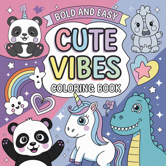 Cute Vibes Bold and Easy Coloring Book