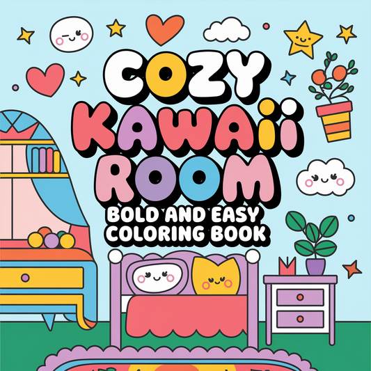Cozy Kawaii room coloring pages