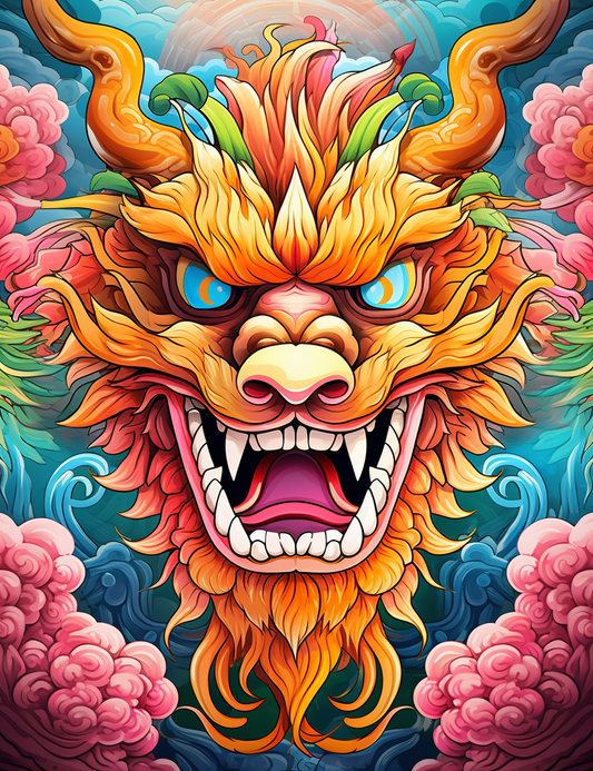 chinese dragon coloring pages for Adults 2