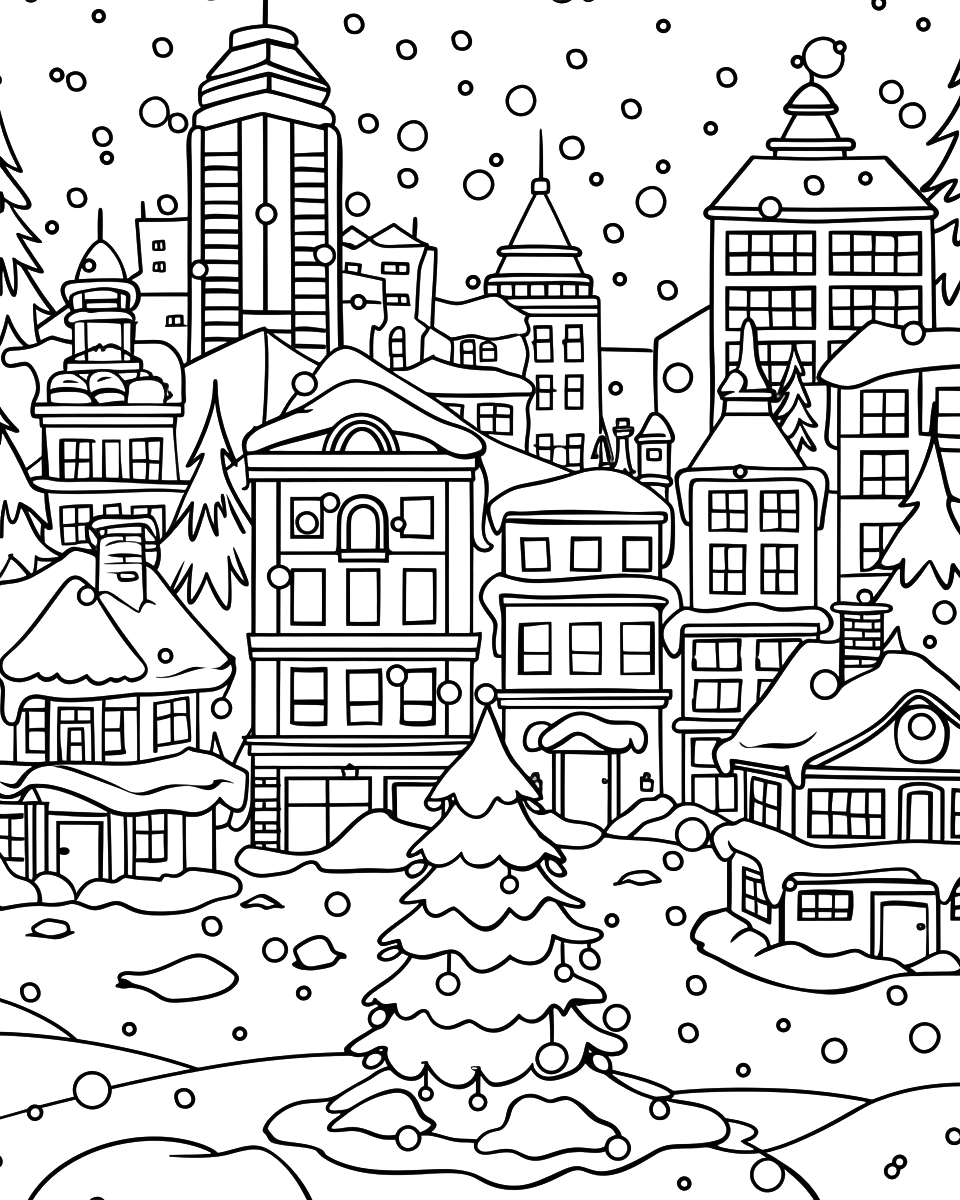 150 Christmas City Coloring Book