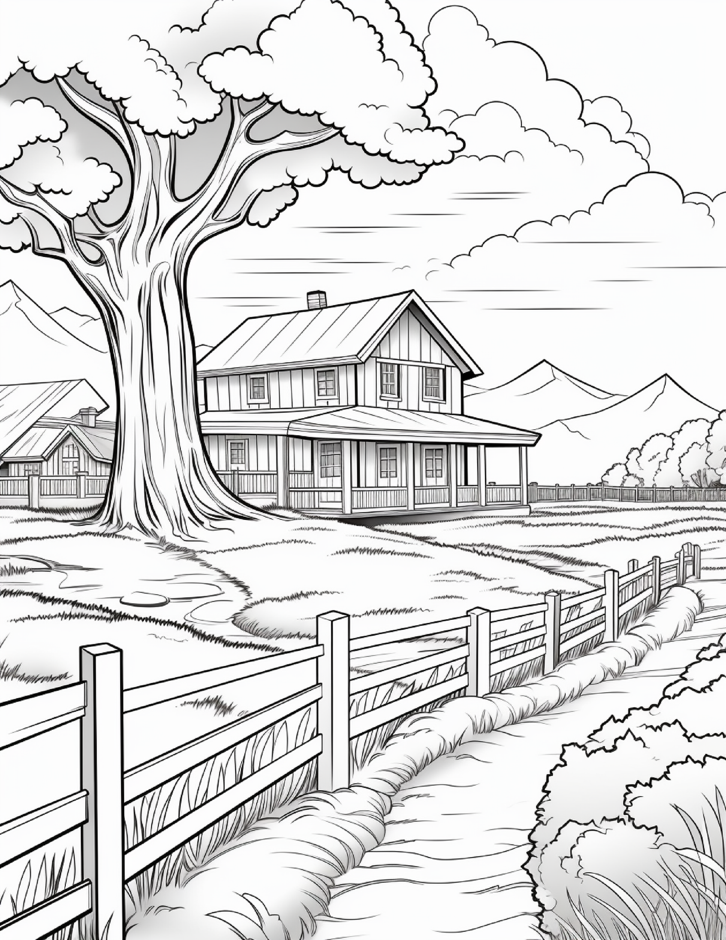 200 Country Farm Coloring Pages for Adults 1