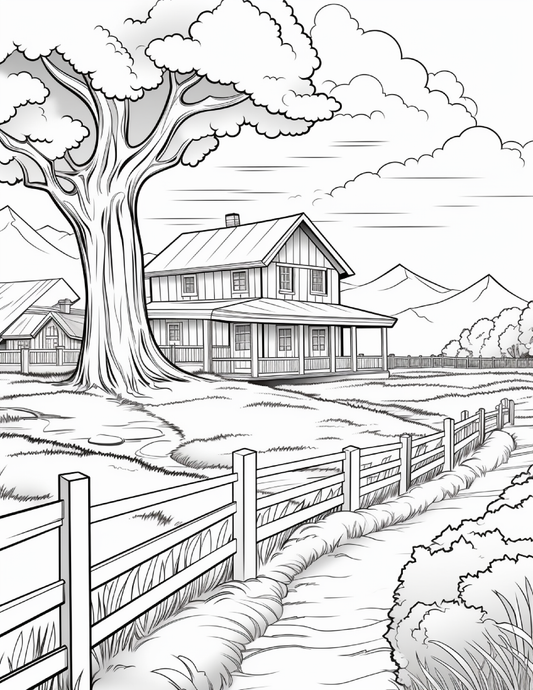 200 Country Farm Coloring Pages for Adults 1