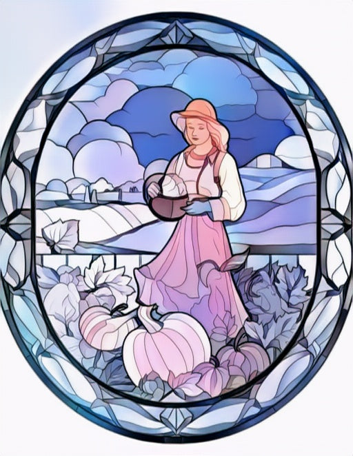 100 Stained-Glass Autumn Coloring