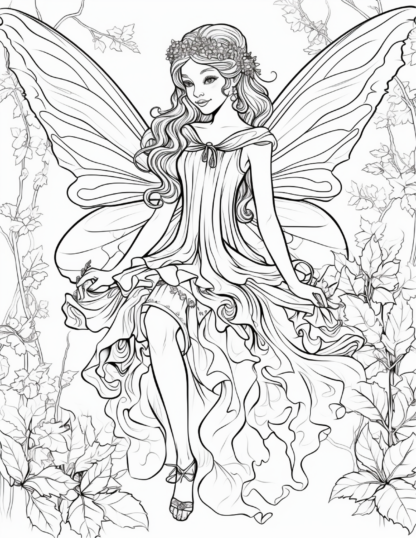 100 Forest Fairy Girl Coloring Pages