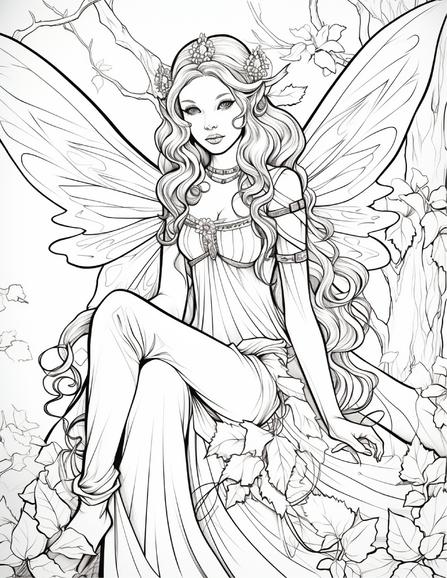 100 Forest Fairy Girl Coloring Pages