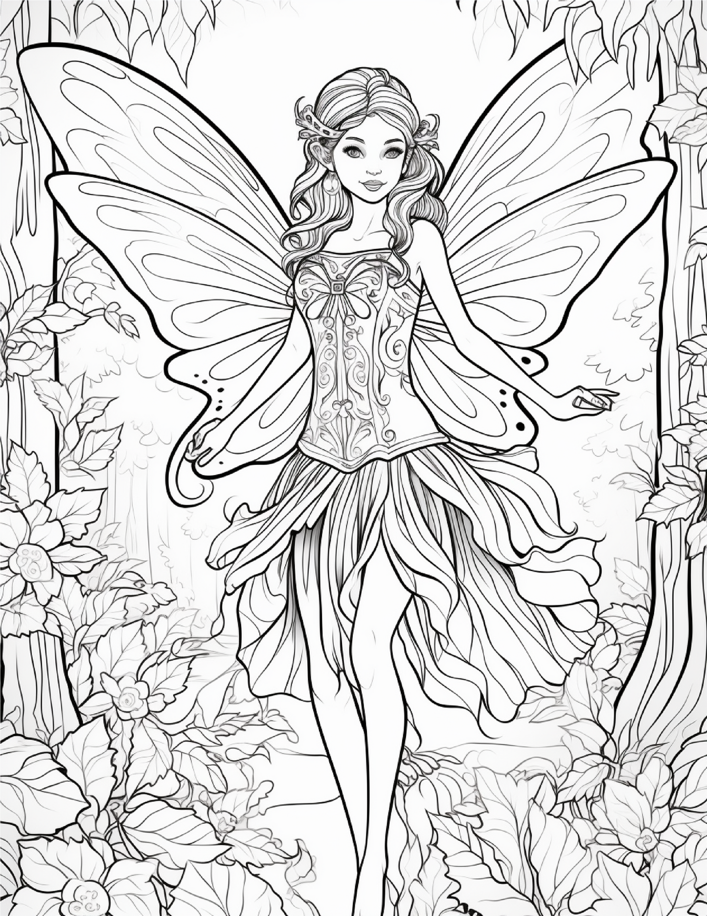 100 Forest Fairy Girl Coloring Pages