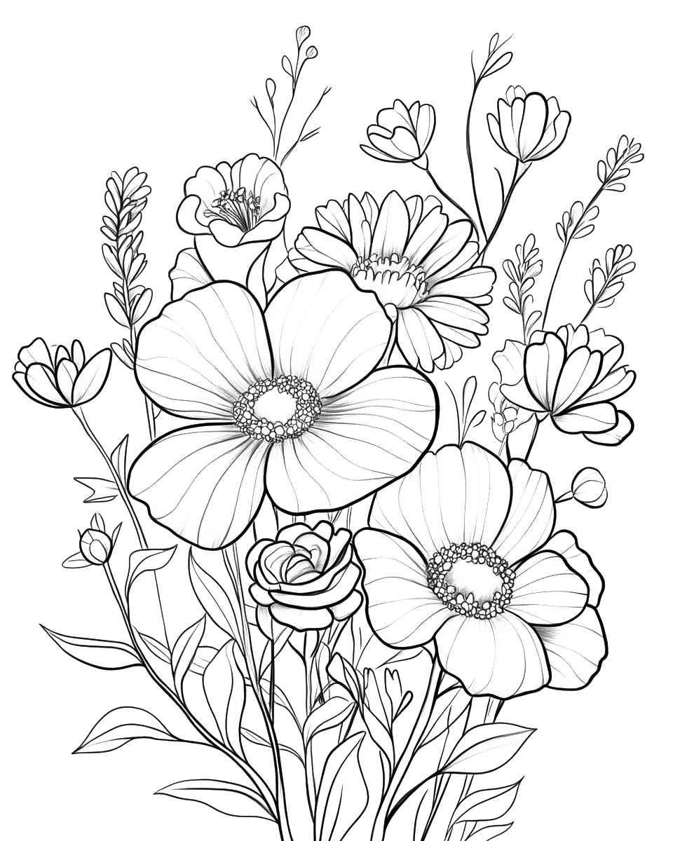 150 Flowers Coloring Pages