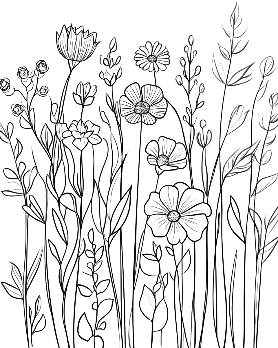 150 Flowers Coloring Pages
