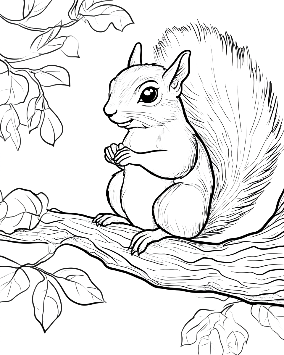 110 Squirrel Coloring Book Pages