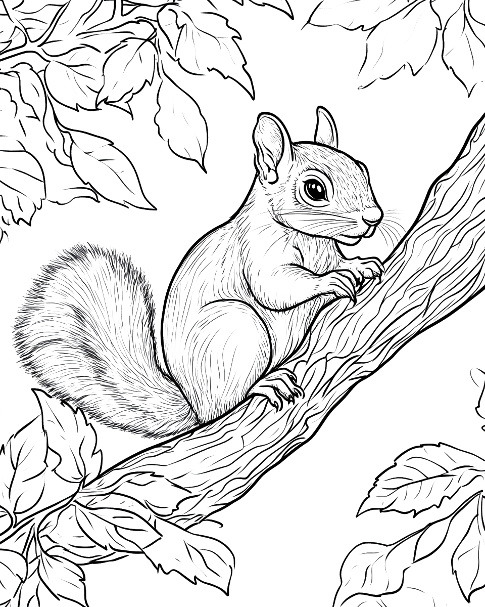 110 Squirrel Coloring Book Pages