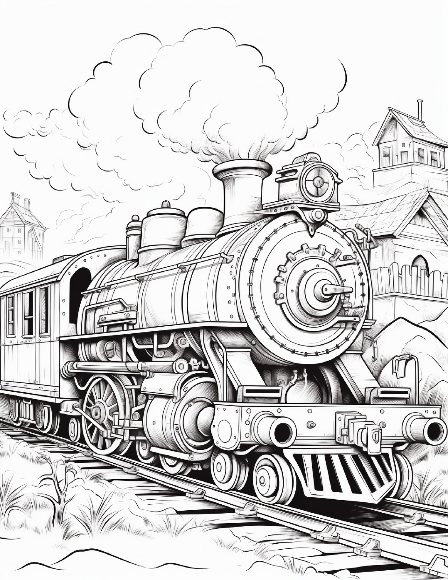 100 Steampunk Train Coloring Pages 1