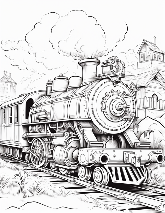 100 Steampunk Train Coloring Pages 1