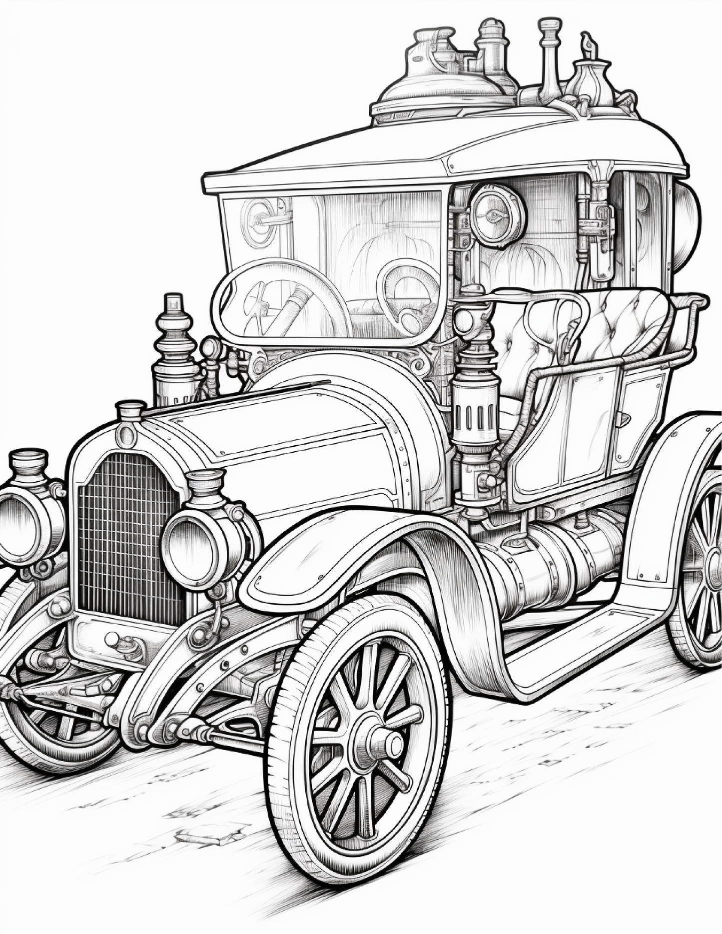 100 Steampunk Car Coloring Pages