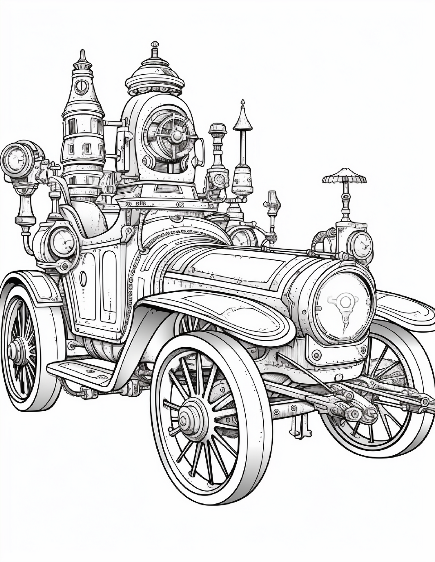 100 Steampunk Car Coloring Pages