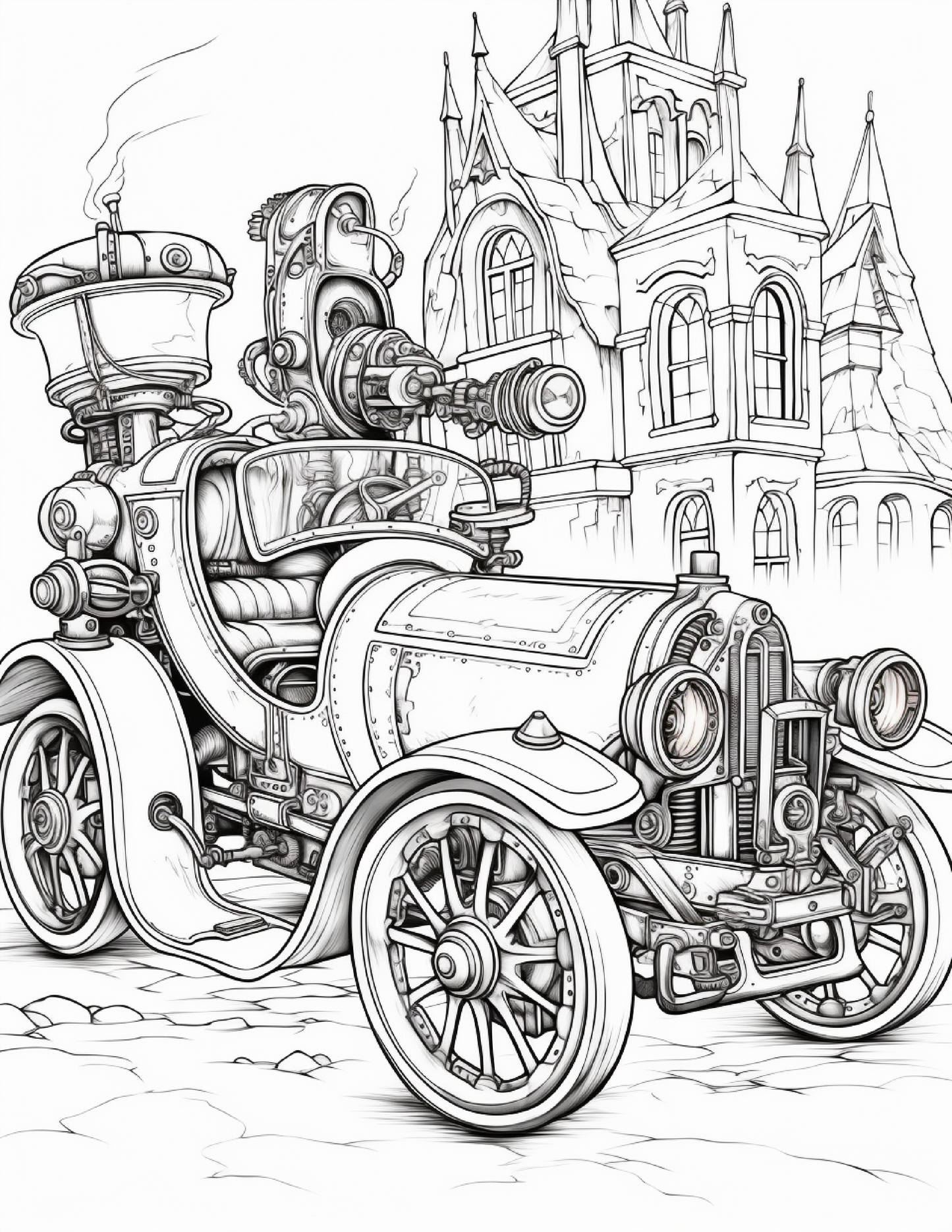 100 Steampunk Car Coloring Pages