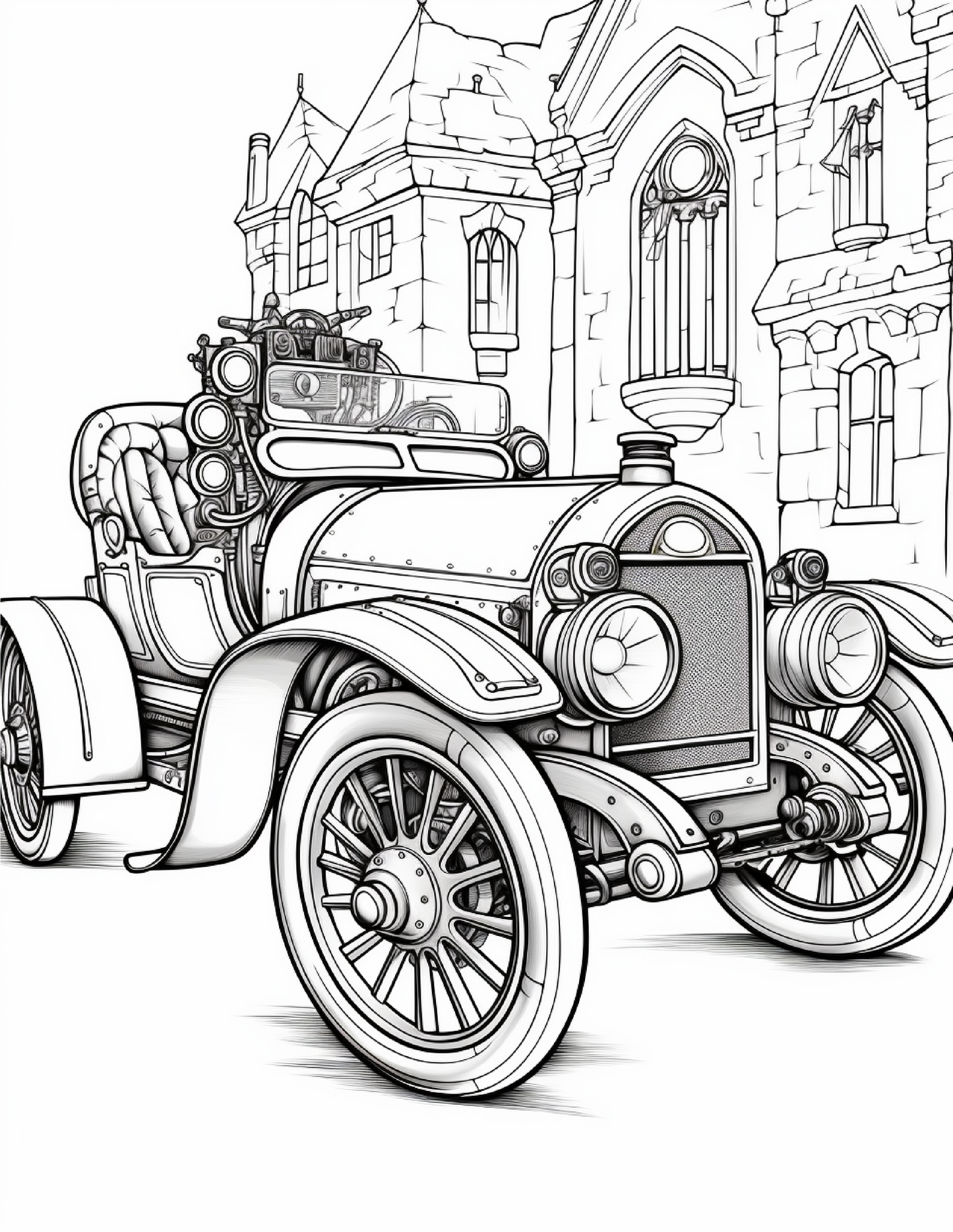 100 Steampunk Car Coloring Pages